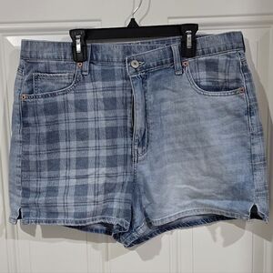 American Eagle Outfitters Blue Plaid Jean Shorts